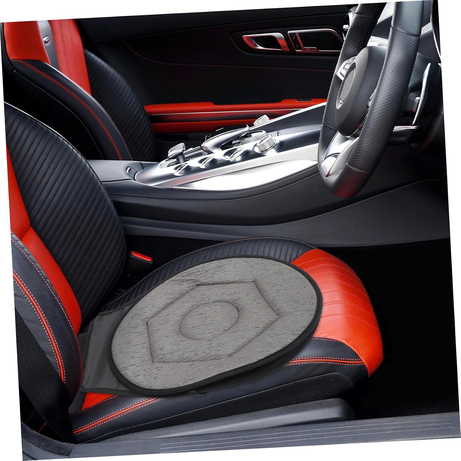 CHILDWEET Rotating Swivel Car Seat Cushion Pad Easy Access Cushion for Seniors Pregnant Women and Mobility Users Non-Slip Design Comfortable Deep Grey Diamond Pattern