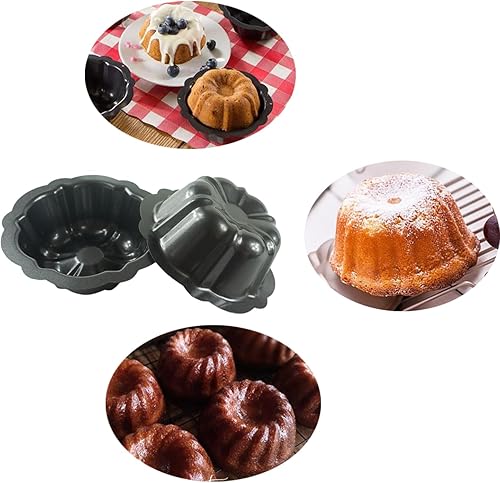 Miniatura 9 de Paquete de 10 mini moldes para pasteles de 4 pulgadas para hornear, juego de moldes de acero al carbono antiadherentes para tartas acanaladas, molde