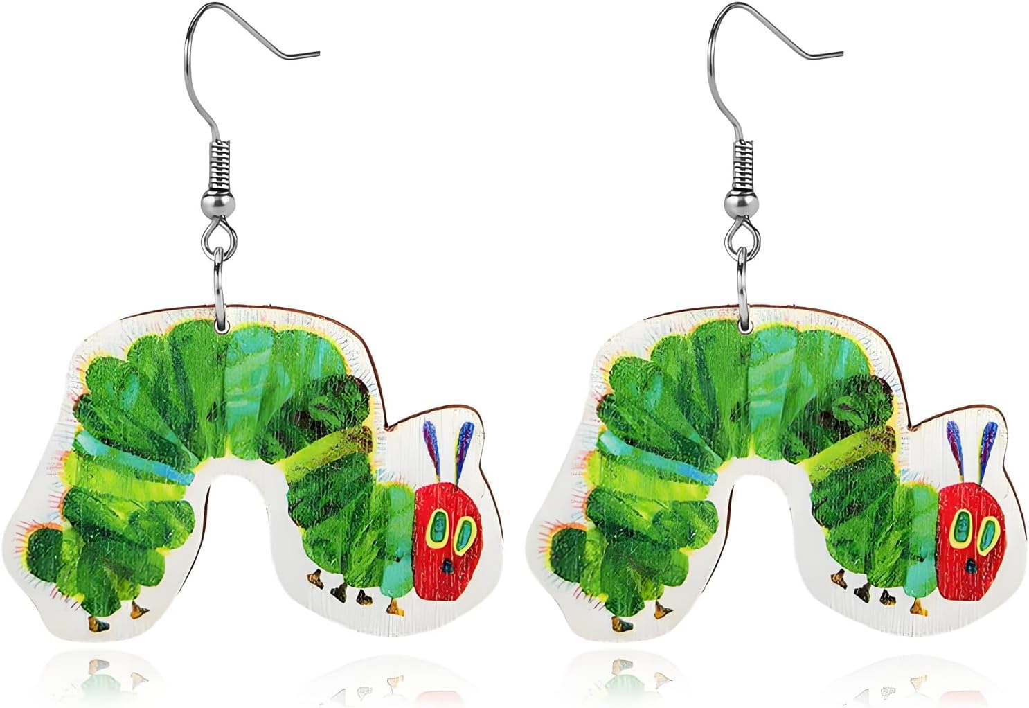 MALOYANVE Cute Caterpillar Earrings for Women Handmade Green Snails Caterpillar Butterfly Cartoon Animal Drop Earring Aesthetic Jewelry Gifts