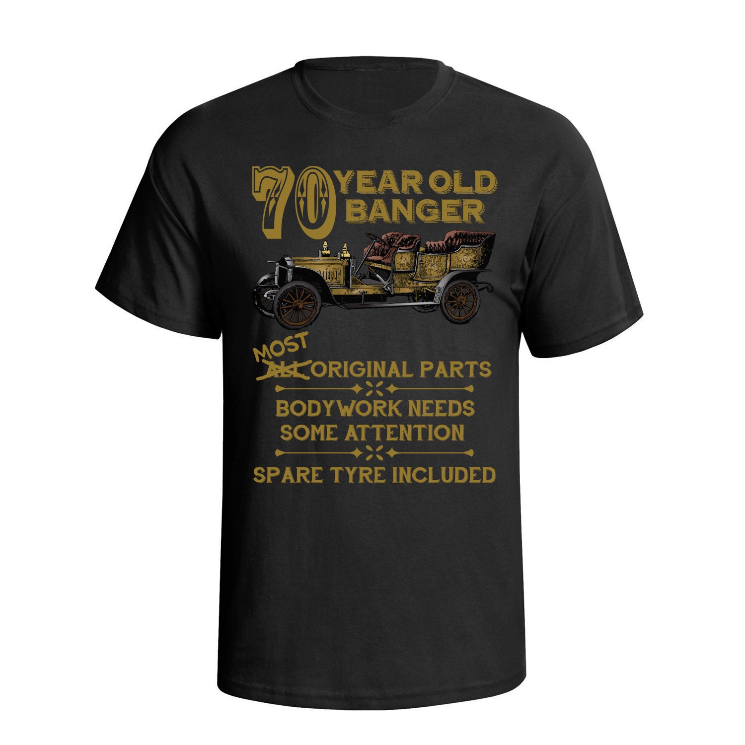 buzz shirts 70 Year Old Banger - Mens 70th Birthday Vintage Car Organic Cotton T-Shirt