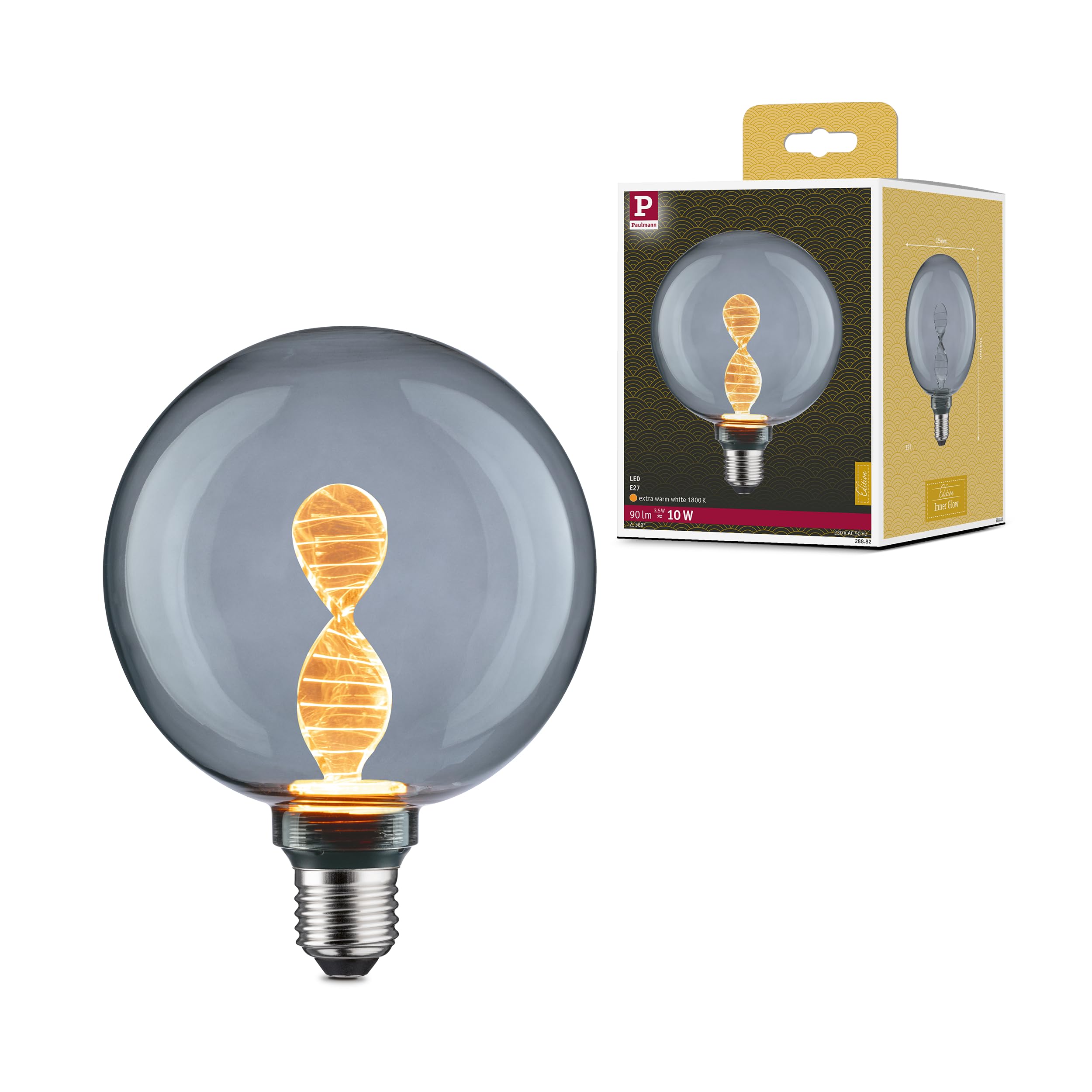 Paulmann 28882 LED lamp Inner Glow Edition Globe G125 90lm Smoke Glass 3.5W Lamp Smoke Glass 1800K E27
