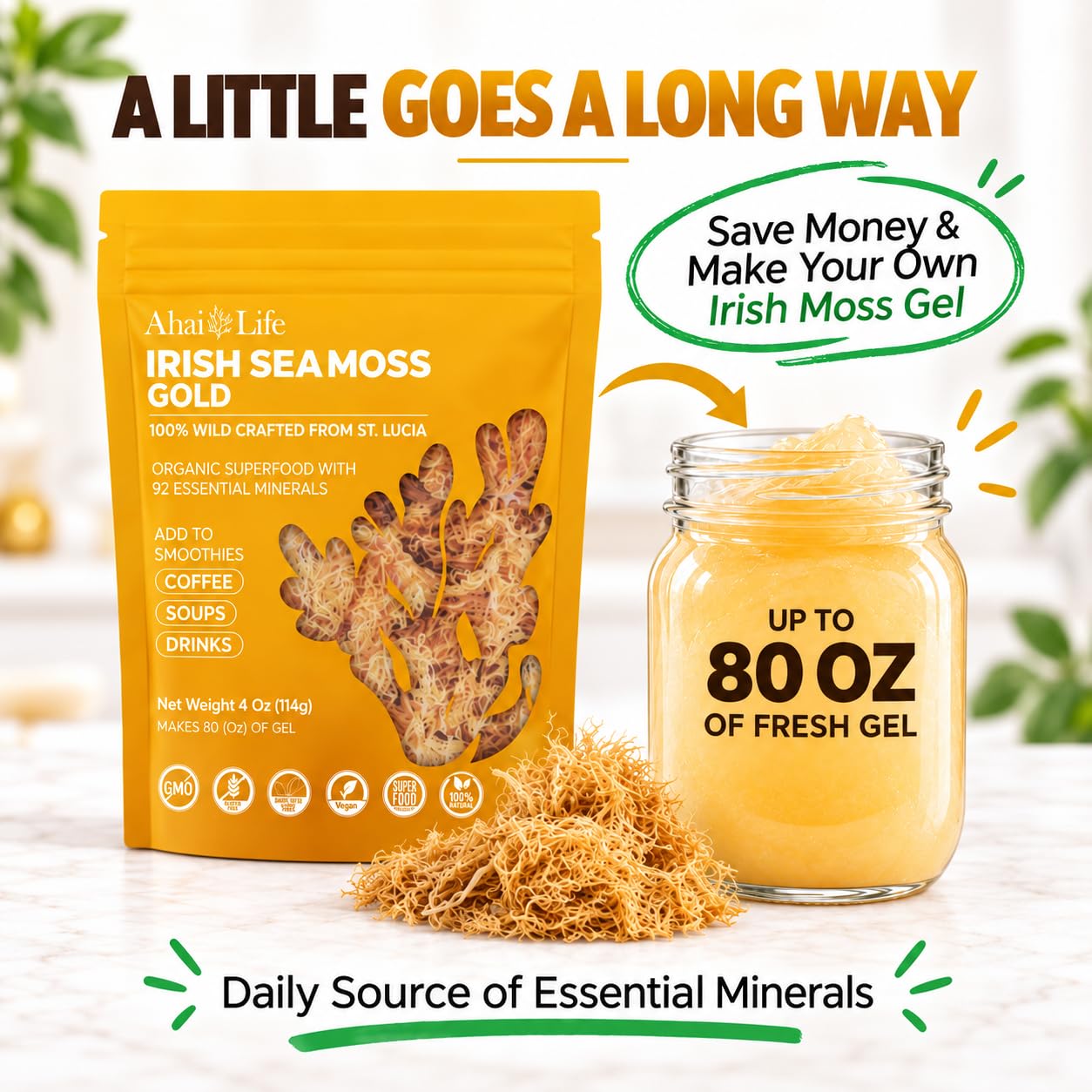 Gold Wildcrafted Raw Sea Moss, 4oz — Amazon image 2