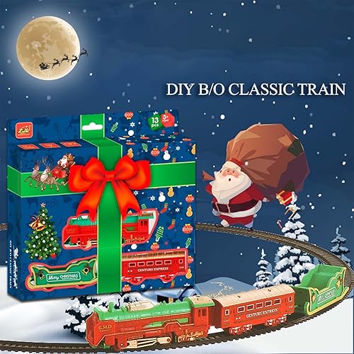 Miniatura 4 de Juego de tren de Navidad con luces para debajo del árbol, tren de vacaciones alrededor del árbol de Navidad, juego de tren eléctrico a pilas con