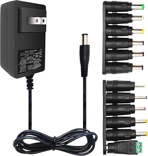 Adaptador de alimentación de CA 12V DC 1A Fuente de alimentación conmutada listado UL montado en la pared con punta de 0.217 x 0.083 in y 12
