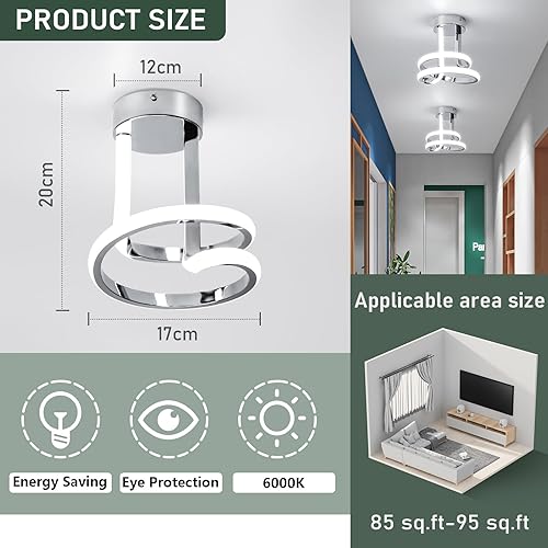 Miniatura 5 de Moderna lámpara LED de techo, pequeña lámpara de techo de 6000 K para pasillo, iluminación interior cercana al techo para dormitorio, baño, cocina,