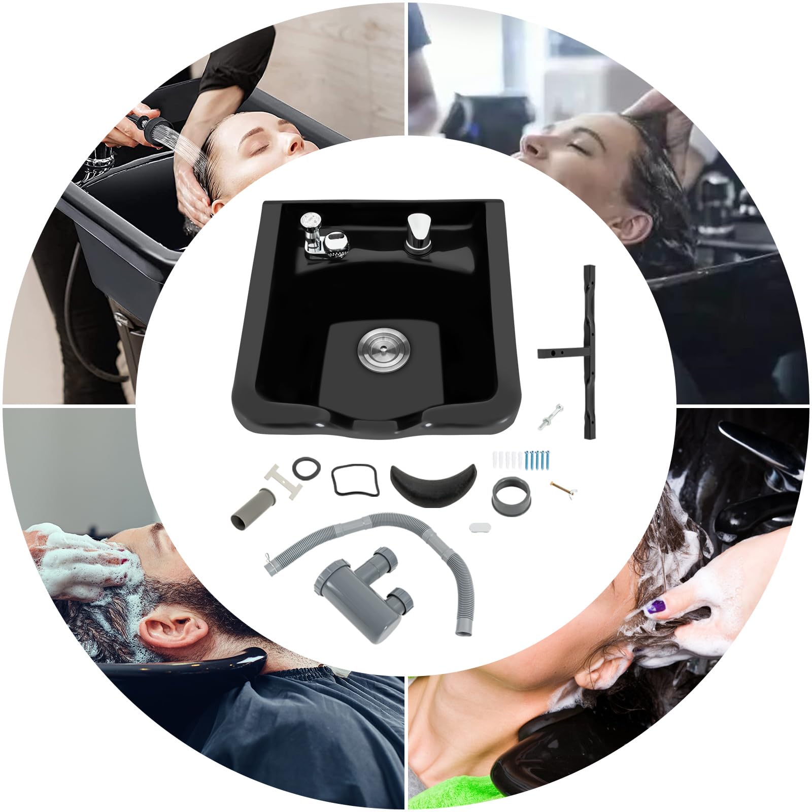 Salon Shampoo Waschbecken, Mobiles Waschbecken Friseur ABS-Kunststoff Friseur Waschbecken 47.5x49x25cm Verbreitet im Kosmetiksalon oder Bad, zu Hause oder oder im Badezimmer