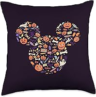 Vista 1 de Disney Mickey Mouse Icon Candy and Pumpkins - Almohada de Halloween, 18 x 18 pulgadas, multicolor