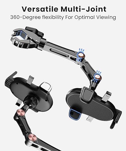 Miniatura 10 de Karmus Soporte de teléfono para espejo retrovisor para automóvil, soporte para teléfono de espejo retrovisor, soporte giratorio y retráctil,