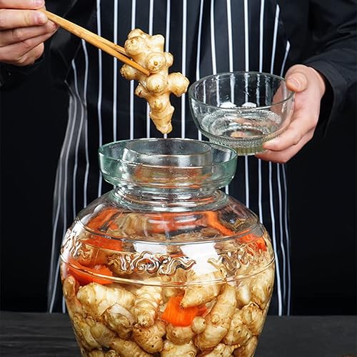 Miniatura 5 de Tarro de vidrio con tapa de 2.5 L con tapa para fermentación de boca ancha para hacer pepinillos, kimchi, chucrut, kombucha y elaboración de vino