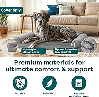 Vista 5 de Furhaven - Funda de repuesto para cama de perro de felpa y gamuza estilo sofá, lavable a máquina, color gris, tamaño jumbo plus (XXL)