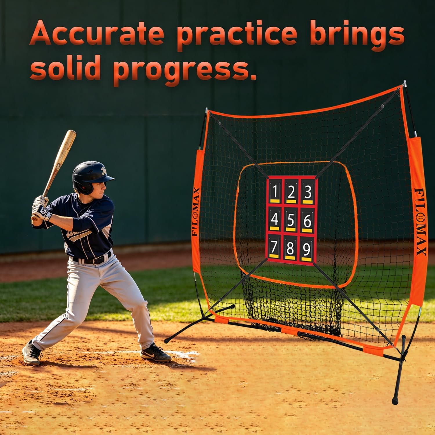 6x6ft Baseball & Softball Net with Numbered Strike Zone (9-Cell) and Batting Tee – Heavy Duty Portable Practice Net for Hitting, Pitching & Throwing – Includes Carry Bag & Ground Stakes