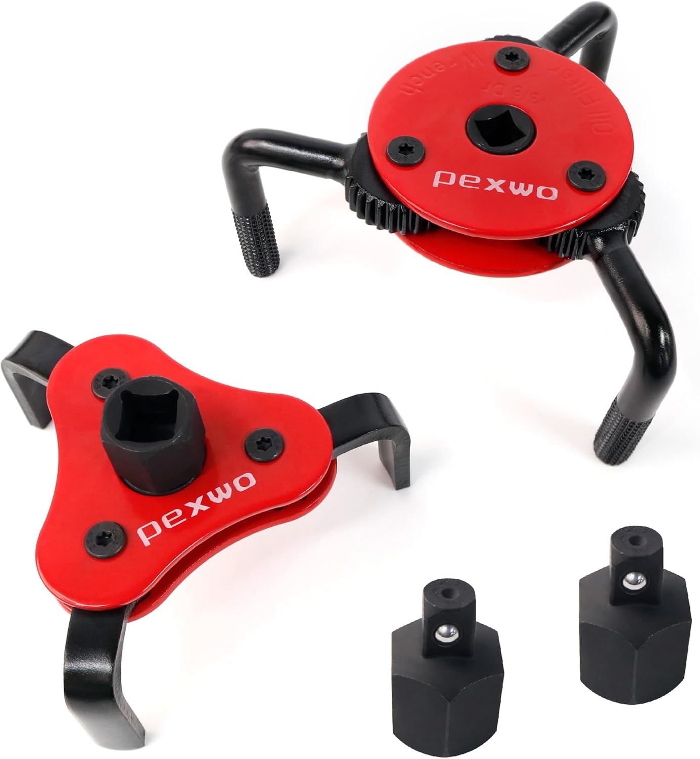 8PC Oil Filter Wrench Set - Swivel Wrenches (2-3/4" to 5-1/4") + Adjustable Pliers (9" & 12") + 3-Jaw Removal Tool w/ 1/2" & 3/8" Adapter - Universal Oil Filter Removal Kit