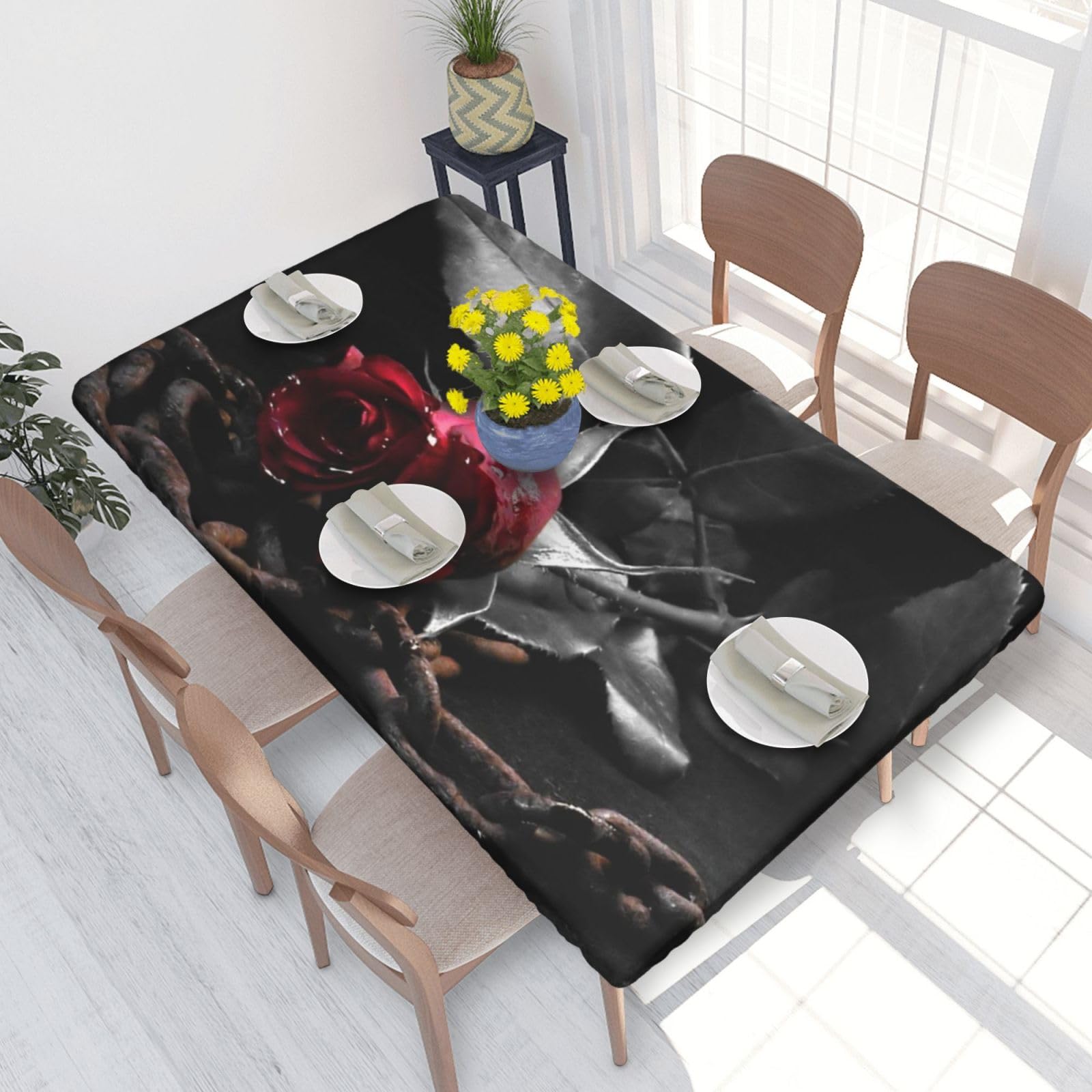 WKSGDSG Fitted Tablecloth For Dining Room 4ft, Elastic Edged Table Cover