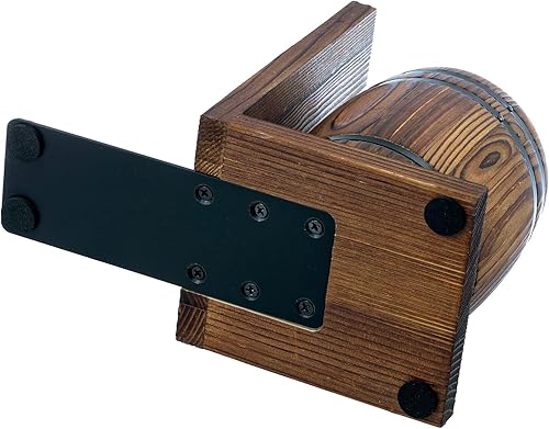 Miniatura 7 de MyGift Sujetalibros rústico de madera maciza marrón quemado con diseño de barril de vino, extremos de libros de escritorio de oficina y soportes