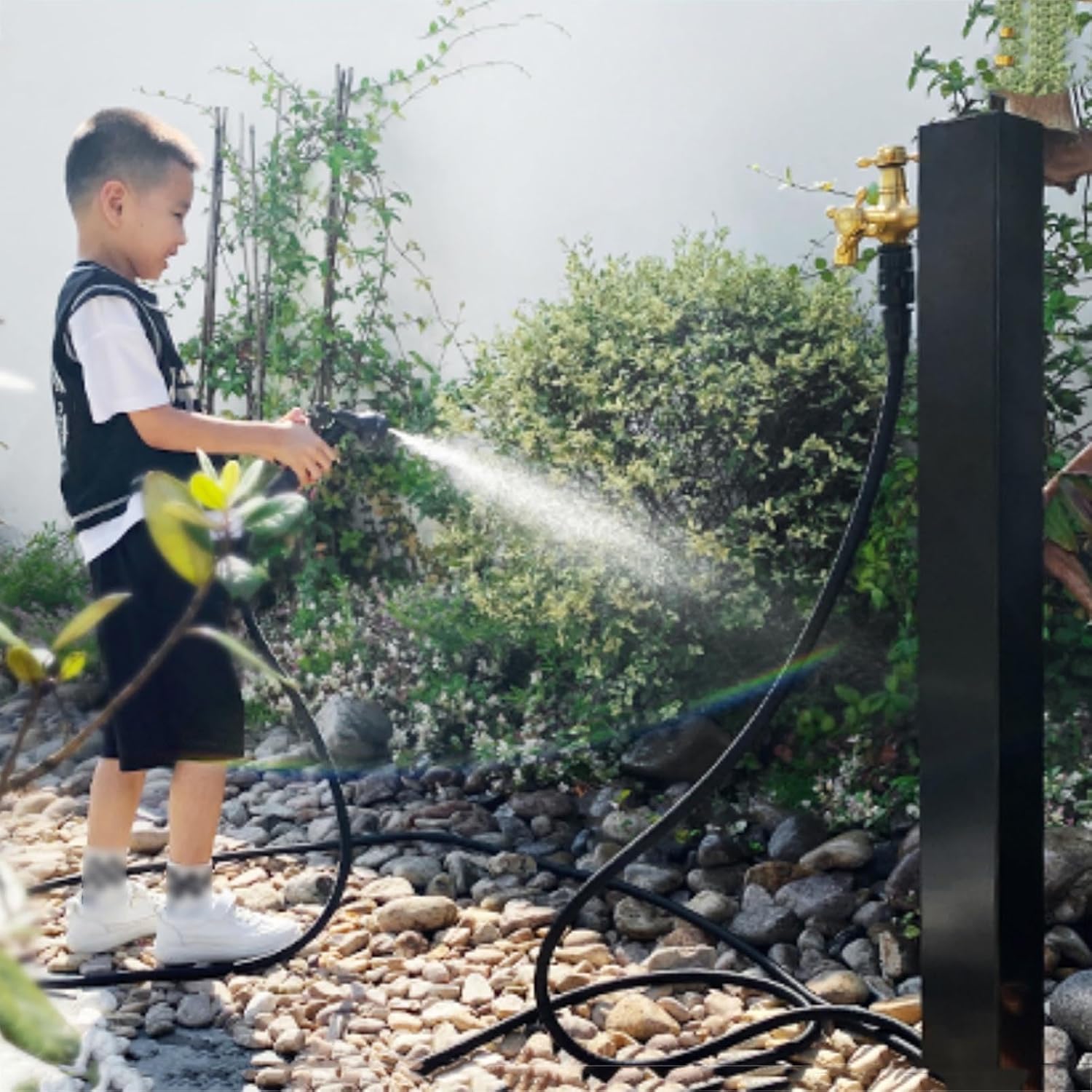 Outdoor Freestanding Water Column Tap with 2 Faucets, Antifreeze Garden Fountain for Efficient Irrigation, Durable Water Supply Solution for Gardens and Lawns