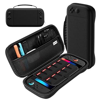 ECHTPower Carrying Case for Nintendo Switch 2 2025, Slim Hard Travel Case for Switch 2 Console & Accessories, Lightweight Ballistic Nylon Shell, 10 Game Slots, Soft Lining, Black