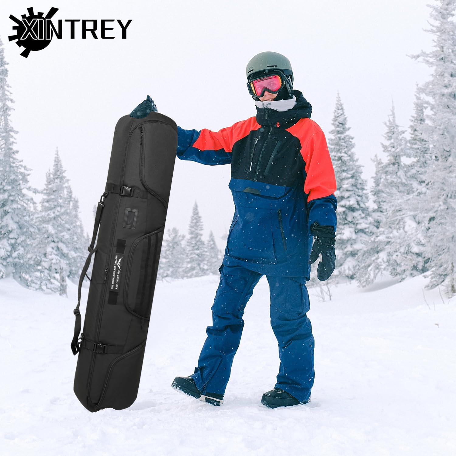 XINTREY 165cm Snowboard Bags for Air Travel 1000D Heavy Duty padded Ski Travel Bag for Ski Boots, Helmet, Gears
