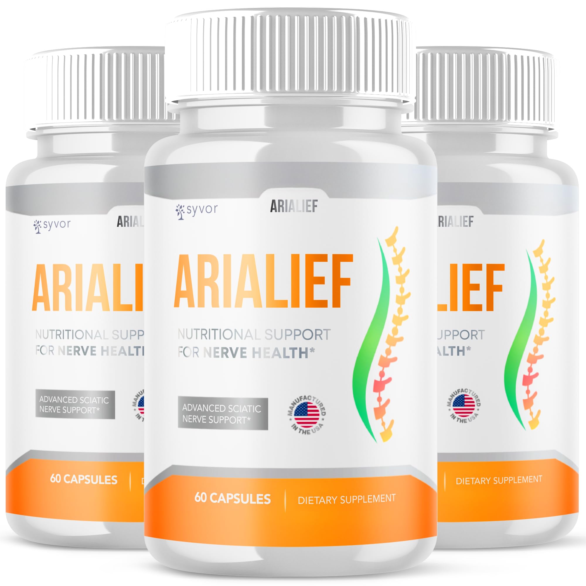 (3 Pack) Arialief Capsules for Nerve Health, Official Arialief Supplement Pills for Lasting Support, Aria LIEF PrimePalm for Sciatica, Aria Leaf Advanced Nerve Pill Natural Ingredients (180 Capsules)