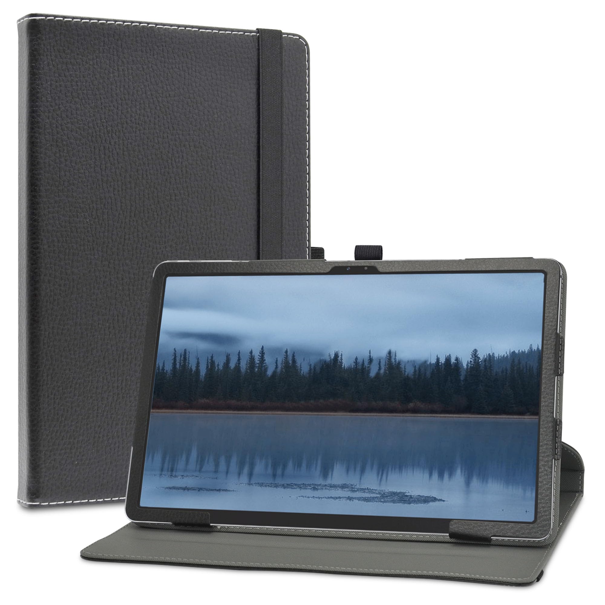 LiuShan Compatible DOOGEE T30 Max Rotation Case, 360 Rotation Stand PU Cover for 12.4" Tablet, Black