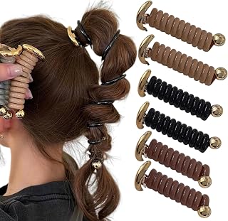 6 Pcs Braided Telephone Wire Hair Bands Elegant Spiral Hair Ties Phone Cord Hair Coils No Crease Hair Bands Ponytail Holders Hair Accessories for Women Thin Thick Hair Party Daily Use