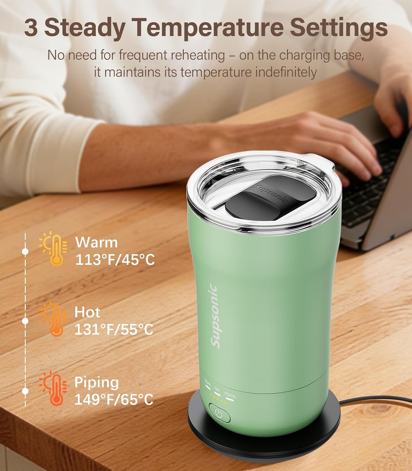 Supsonic Heated Coffee Mug, 14oz Smart Constant Temperature Travel Mug (S1)