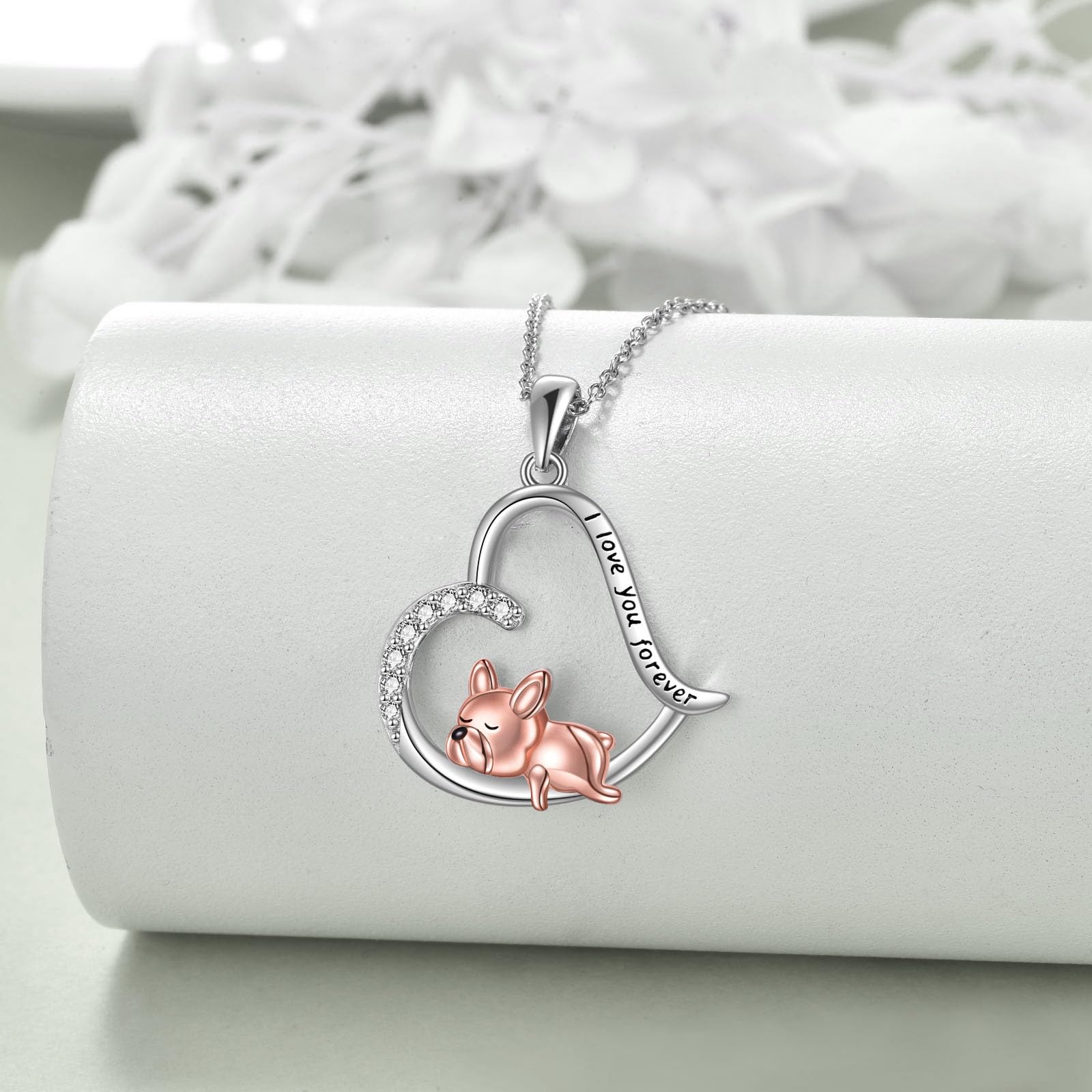 VONALA Französische Bulldogge Faultier Fuchs Anhänger kette, 925 Sterling Silber Halskette Schmuck Geschenk für Damen Mädchen
