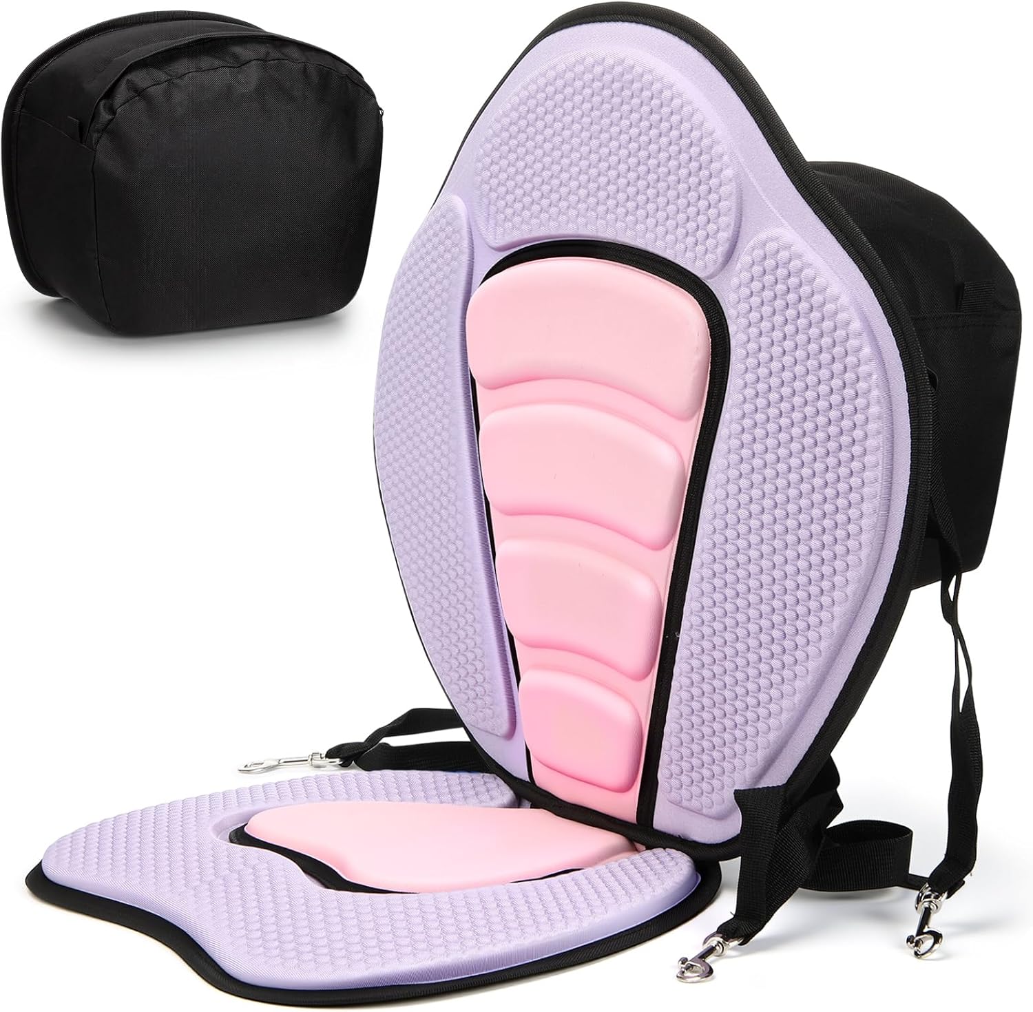 Vinsot Kayak Seat Cushion with Storage Bag for Universal Non Slip Paddle Board Seat Adjustable Boat Chair Seats with 4 Straps and High Backrest Support Kayak Boat Sup Canoe Fishing