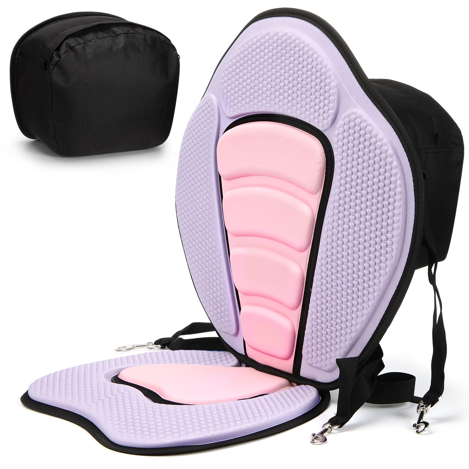 vinsot kayak seat cushion with storage bag for universal non slip paddle board seat adjustable boat chair seats with 4 straps and high backrest support kayak boat sup canoe fishing