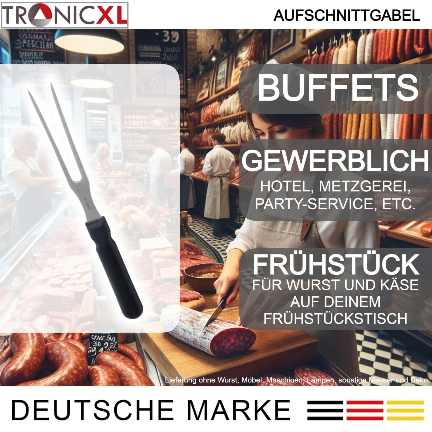 TronicXL 5 Stück Premium Aufschnittgabel Fleischgabel Gabel Bratengabel Aufschnitt gabel Tranchiergabel Tafelgabel Schnitzgabel Topf Serviergabel Vorlegegabel Metzgerei