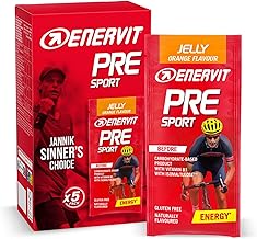 Enervit, Pre Sport Arancia, Gelatina Energetica, Formula Innovativa, 25g di Carboidrati, con Vitamina B1, Gusto Arancia, Da Usare Prima dell'Attività Fisica, Senza Glutine, VeganOk, 5 Pack da 45g