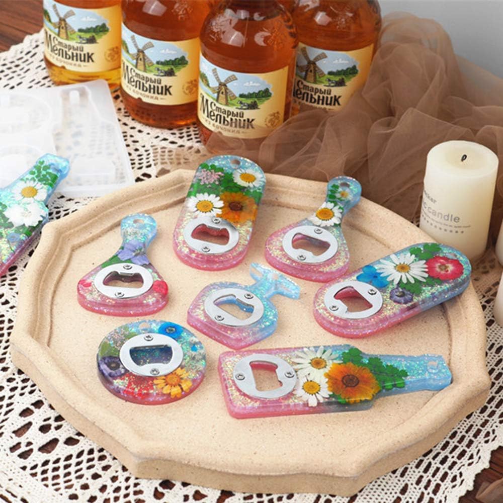 LTBLBY Corkscrew Silicone Molds Kit,DIY Crystal Epoxy Resin Molds, Beer Spanner Bottle Opener Dried Flower Mirror Resin Mold Kit