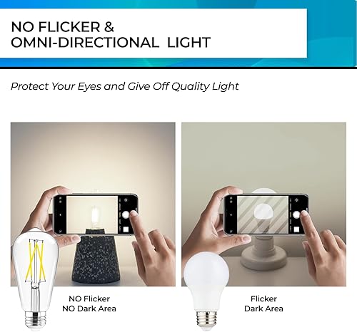 Miniatura 5 de Hizashi - 3 bombillas led Edison E26 de 60 W, regulables de 4,000 K, ST19, estilo vintage, blanco frío, CRI superior a 95, certificación UL, 700