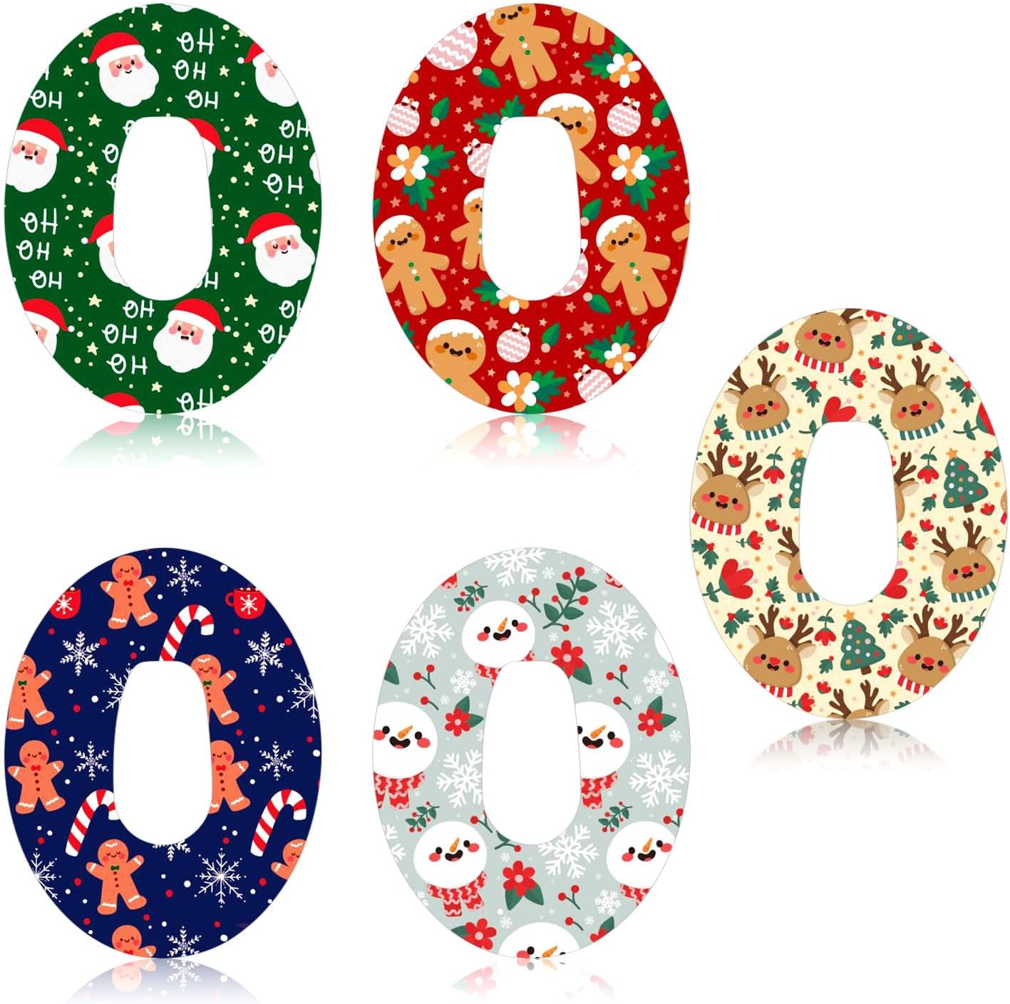 30 Sheets Adhesive Patches for Dexcom G6, Christmas Theme Patches, Accessories for G6 Sensor (5 Styles)