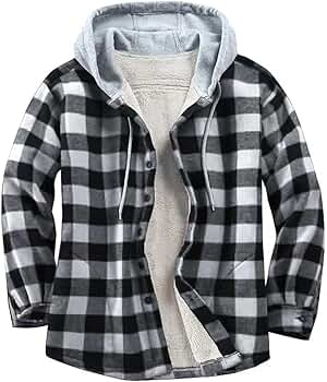 Jpngsye Mens Sherpa Fleece Lined Flannel Buffalo Plaid