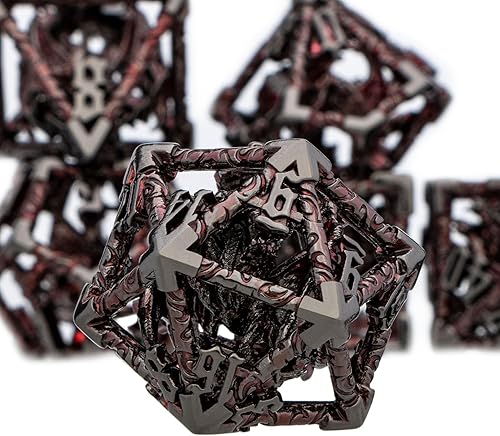 Miniatura 3 de ARUOHHA Juego de dados huecos DND de 5 cabezas de dragones D y D con caja de regalo, juegos de rol RPG, 7 piezas de dados poliédricos de metal D20