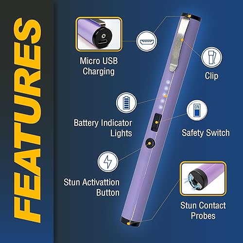 Miniatura 6 de Streetwise Pain Pen 25,000,000 voltios Pistola paralizante para autoprotección - Lápiz táctico paralizante para mujeres y hombres, recargable por