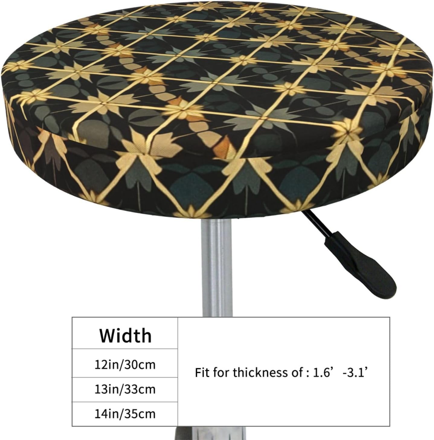 Bar Stool Cover Round Elastic Stool Cushion Covers Geometric Bar Chair Cover Washable Stool Cushion Slipcover Stretch Stool Seat Covers for 12-14 Inch Chair