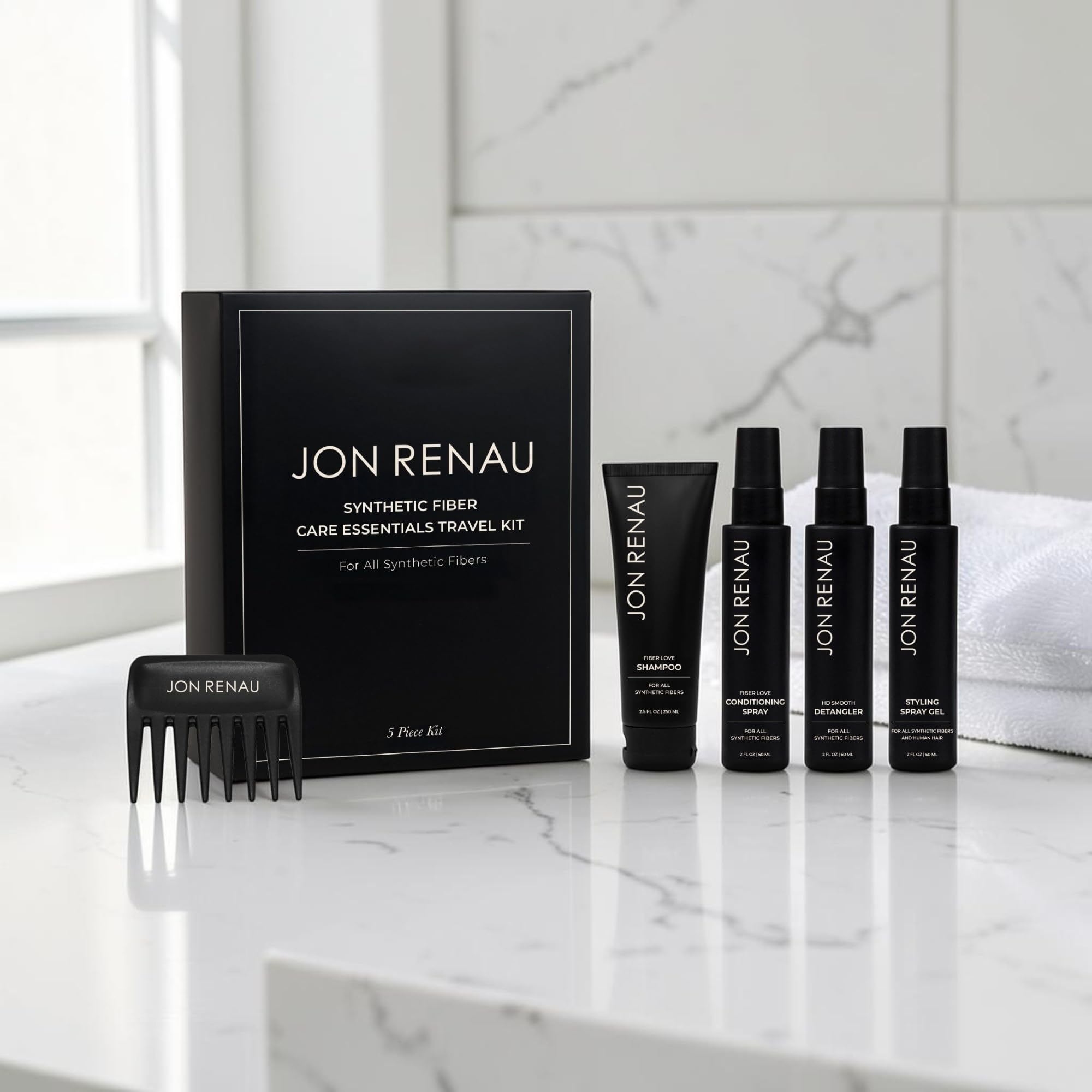Jon Renau Synthetic Wig Care Travel Kit, 5-Piece Set