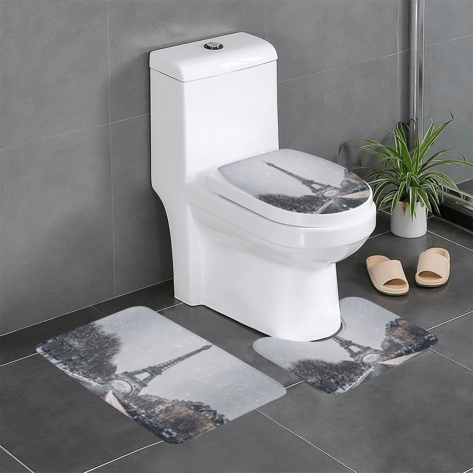 Tapis de salle de bain Tour Eiffel enneigée WHJDPP pour WC et coiffeuse