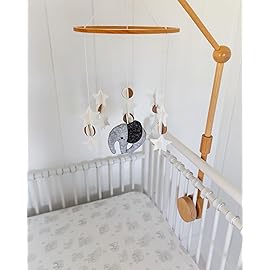 Sorrel + Fern Scandinavian Elephant Baby Crib Mobile - Grey, Portable, Hanging Mobile for Newborns, Parents, Gift-givers