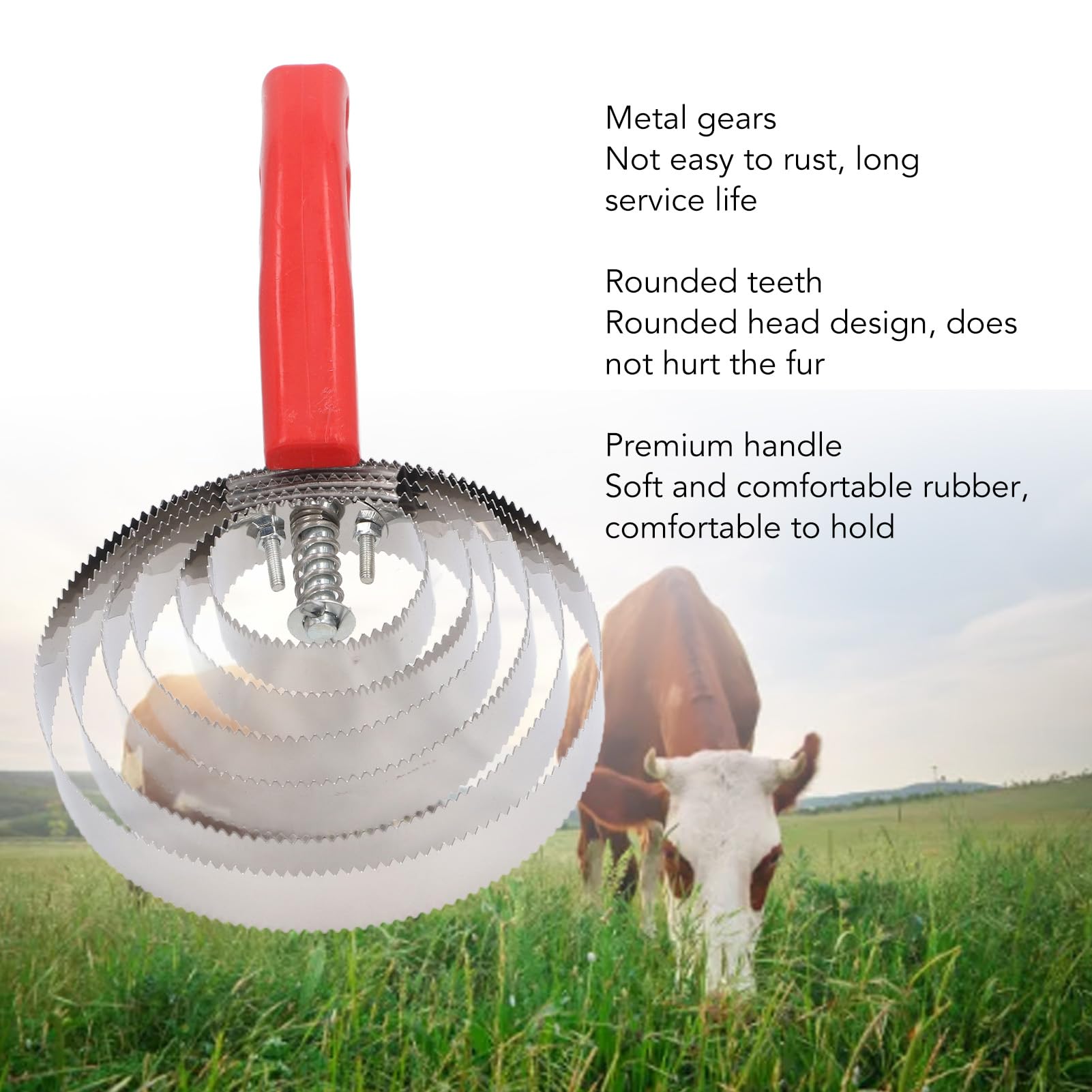 Peine de curry para caballos, juego de 3 uds de acero inoxidable para el cuidado de perros, cabras y caballos
