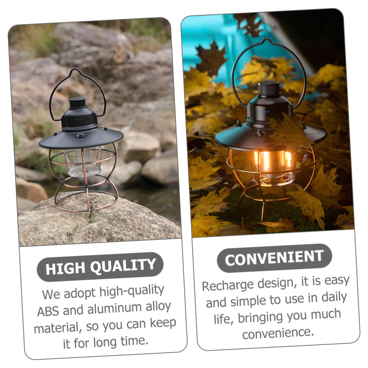 Lanterna da Campeggio LED Ricaricabile Vintage Nero