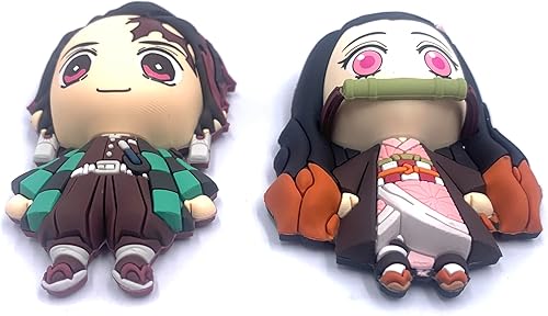 Miniatura 2 de Kimetsu no Yaiba Demon Slayer Tanjiro Kamado y Nezuko Kamado – Juego de 2 imanes de espuma 3D Demon Slayer – Paquete de imanes de manga de anime –