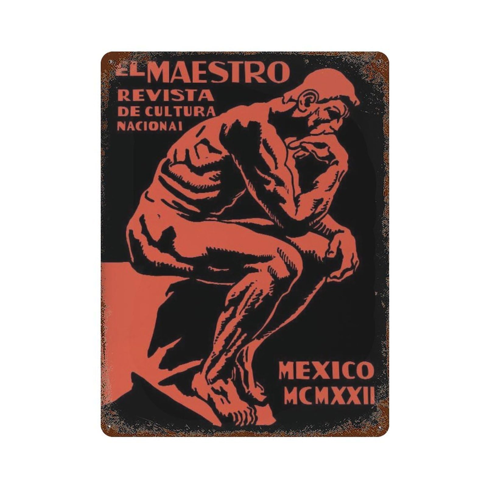 xiaoxiaoshen El Maestro Mexican Latin American Decor Wall Decor Art Metal Tin Poster Modern Home Decor Art Home Bar Shop Decorations Vintage Sign 40x30cm
