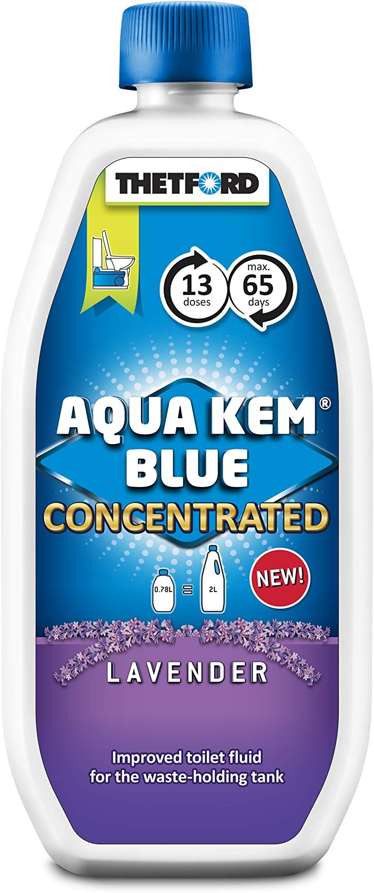 Thetford30625CX Aqua Kem Concentrated Blue Lavender Toilet Fluid, 780 ml