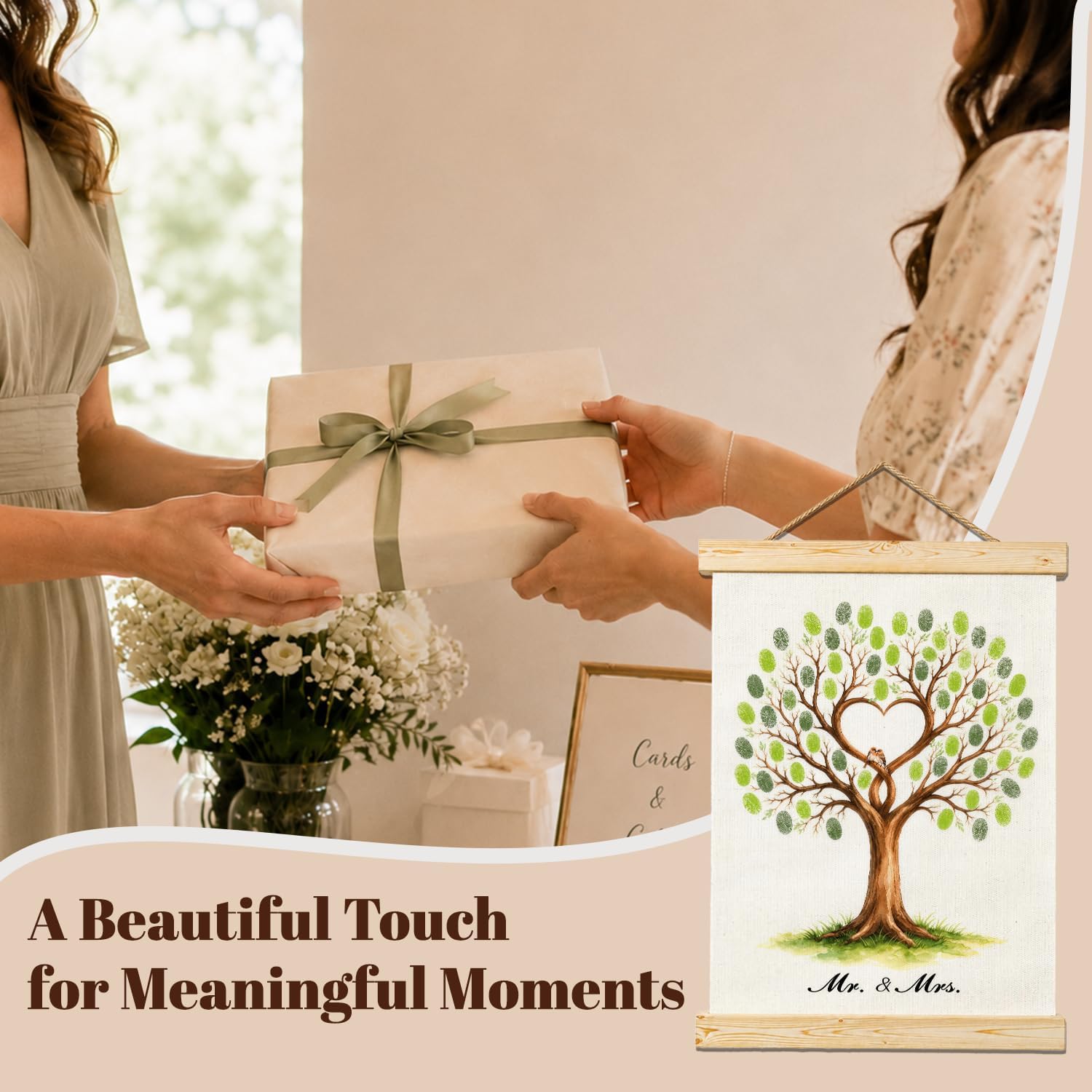 Wedding Guest Book Fingerprint Tree Canvas Art 12x16 Inch