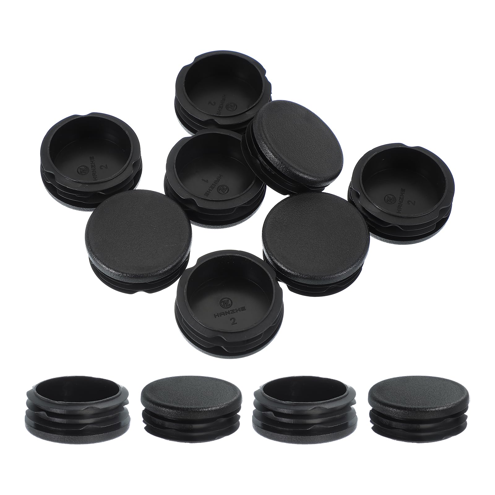 Tapones de plástico de 2 pulgadas negros para enchufe de agujero redondo en tubo de metal