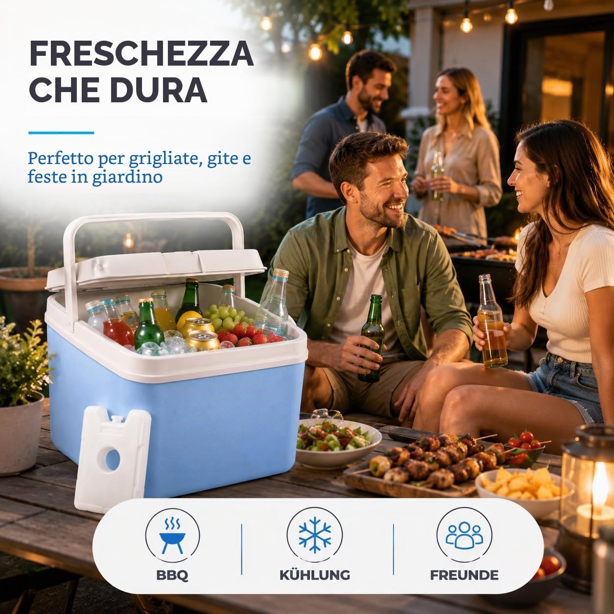 Borsa frigo da 15 litri con elemento refrigerante e mattonelle di ghiaccio, scatola termica per un raffreddamento extra lungo, ideale come borsa frigo