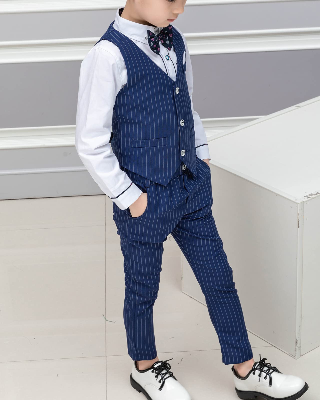 2/5-teiliges Jungen Anzug Set Formelle Kleidung Weste Set, Kinder Gentleman Weste Hosen Kleidung Outfits Anzüge