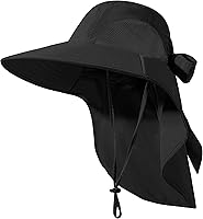 Vista 9 de Sombrero de mujer con protección UV, plegable, impermeable, de ala ancha, tipo cubo, con solapa para el cuello para verano, playa, pesca, senderismo